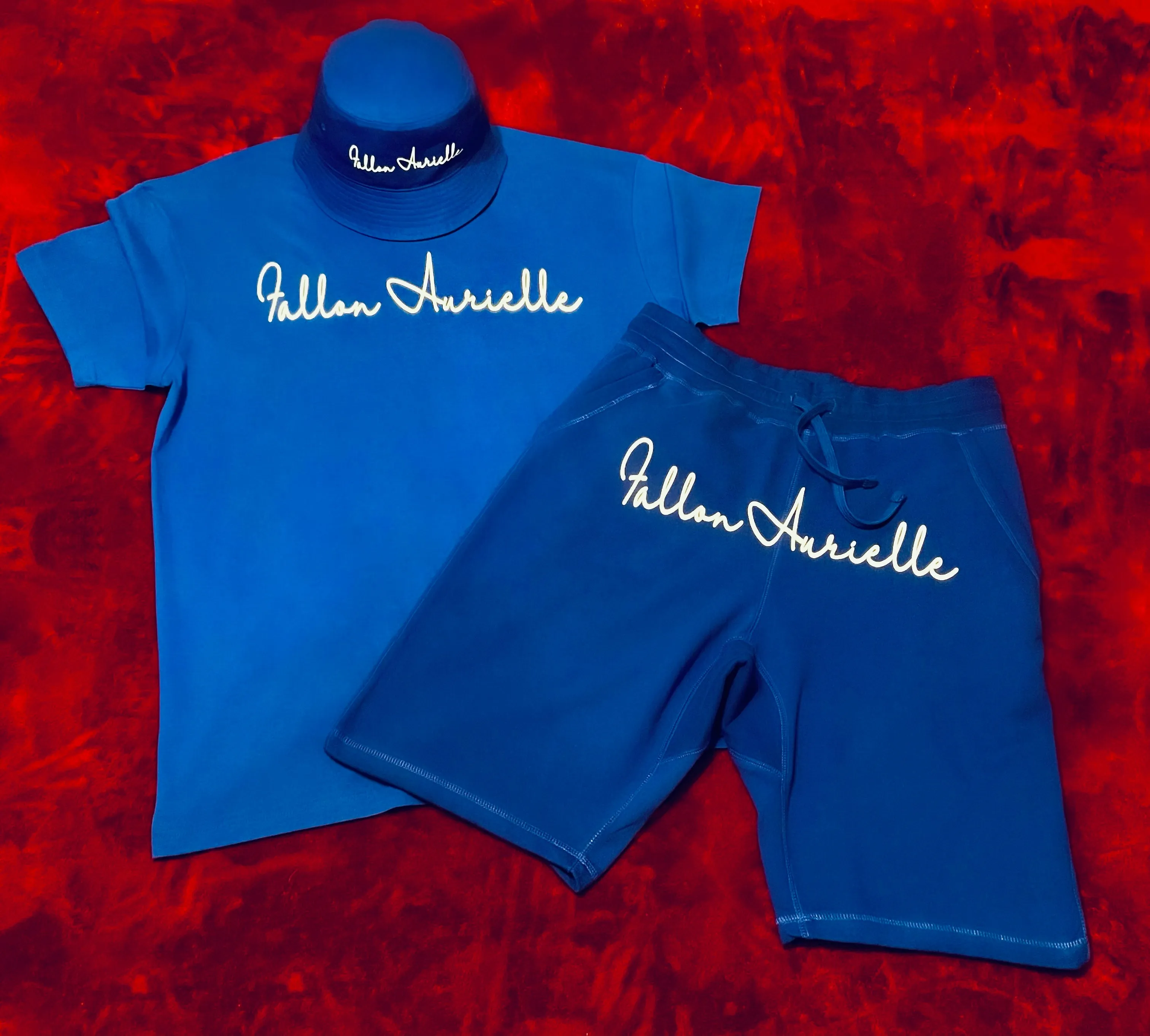 Fallon Aurielle Unisex Signature Shorts (Royal Blue & White)