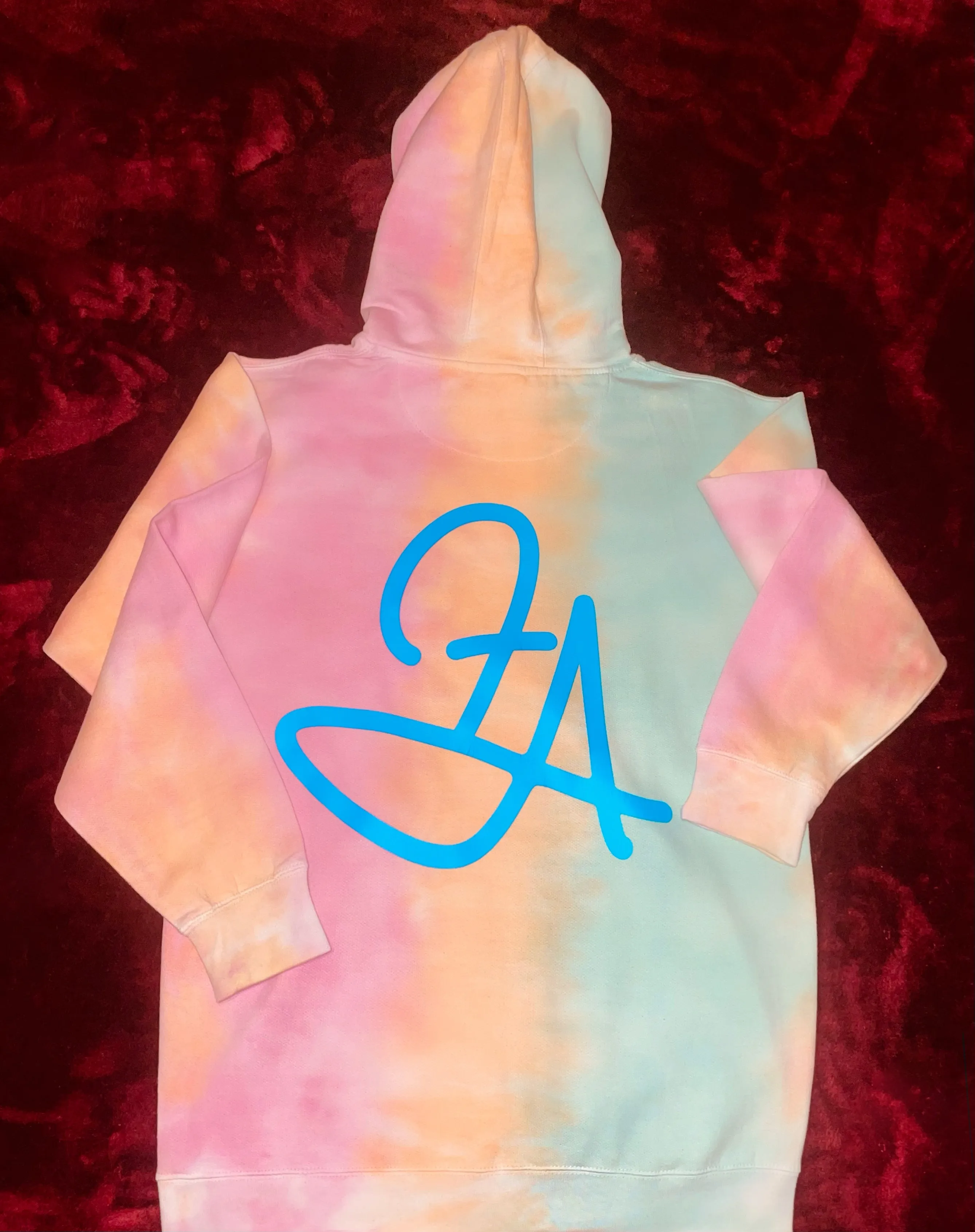 Fallon Aurielle Unisex Signature Trillionaire Club Tie Dye Hoodie (Peach, Sunrise Tie Dye & Powder Blue)