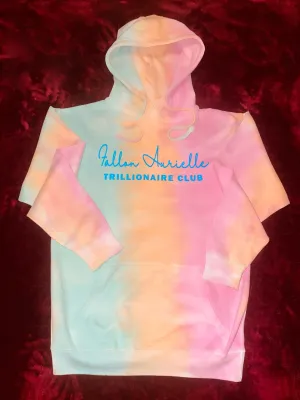 Fallon Aurielle Unisex Signature Trillionaire Club Tie Dye Hoodie (Peach, Sunrise Tie Dye & Powder Blue)