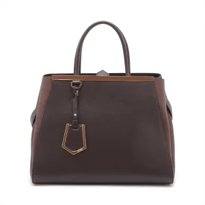 Fendi Dark Brown Two Tone Vitello Toujour Leather 2 Way Handbag 8BH250 #2506