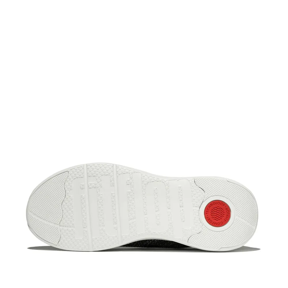 FitFlop Super-Q Knit Slip On Laced Sneakers - Black / Silvereen