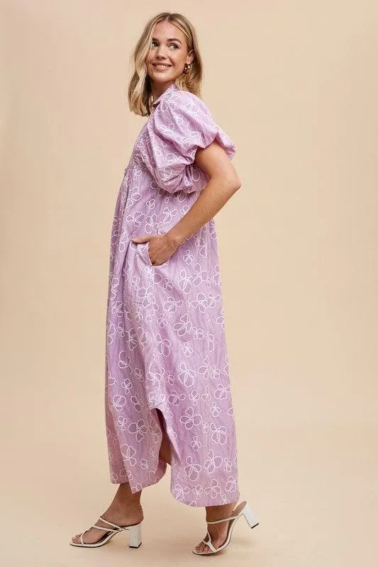 Floral Smock Detail Puff Sleeve Dress