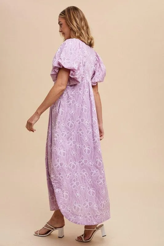 Floral Smock Detail Puff Sleeve Dress