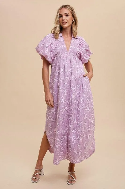 Floral Smock Detail Puff Sleeve Dress