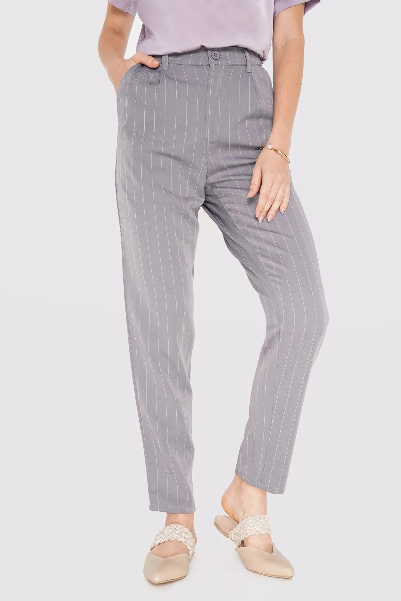Full Length Striped Cozy Pants