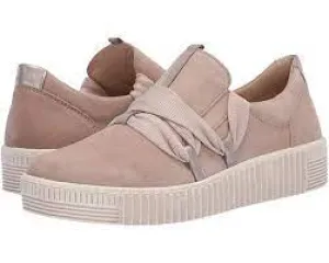 GABOR 43.333.12 BEIGE SILK SUEDE LACE UP SNEAKER
