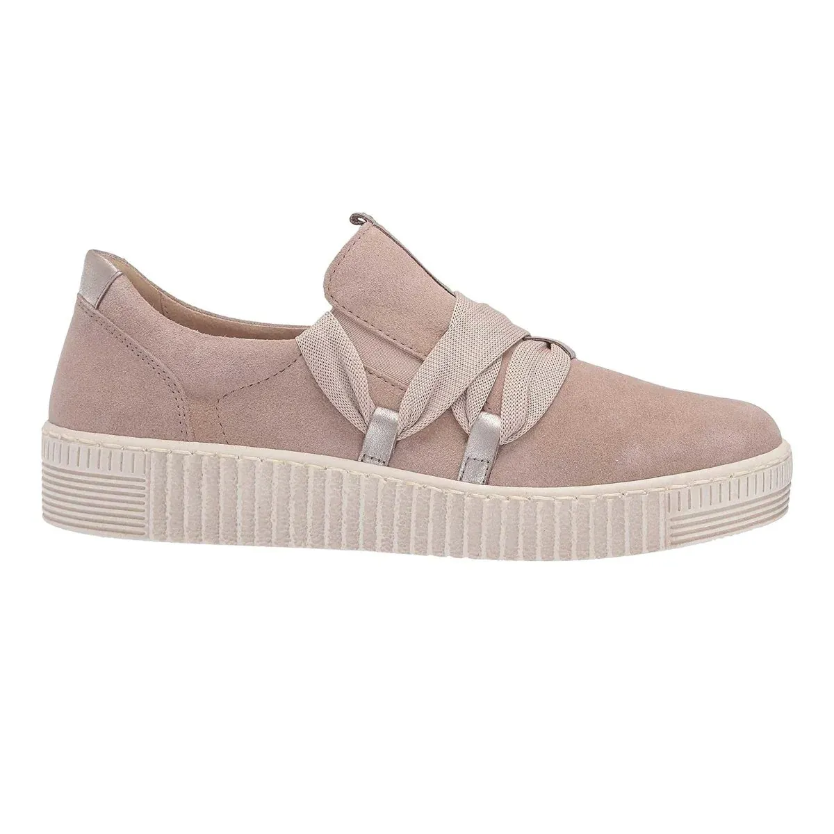 GABOR 43.333.12 BEIGE SILK SUEDE LACE UP SNEAKER