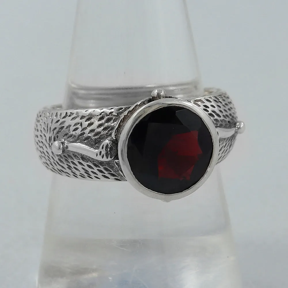 Garnet Designer Sterling Silver Ring