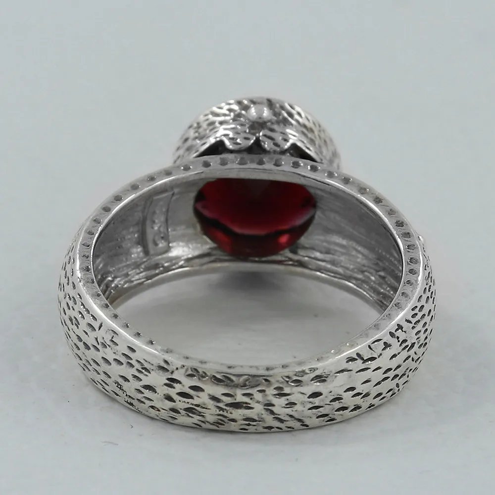 Garnet Designer Sterling Silver Ring