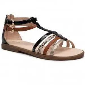 GEOX SANDAL GIRLS BLACK/CARAMEL J.S KARLY