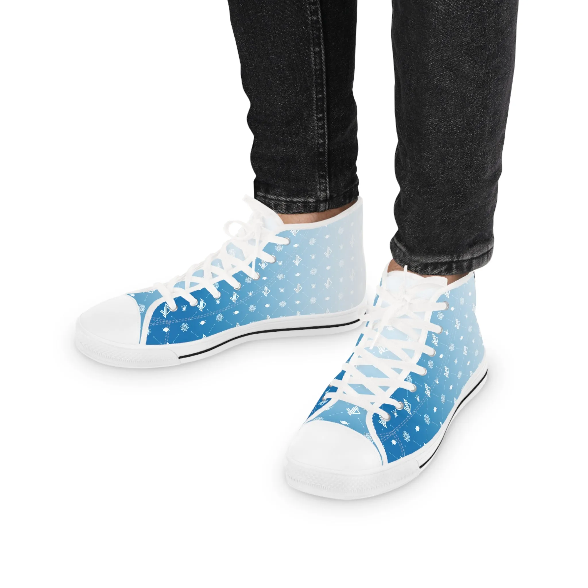 Gradient Blue High Top Sneakers - Stylish Urban Footwear for Casual Wear