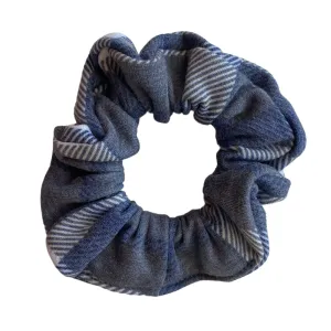 Grey, Blue, and Cream Plaid Cozy Scrunchie