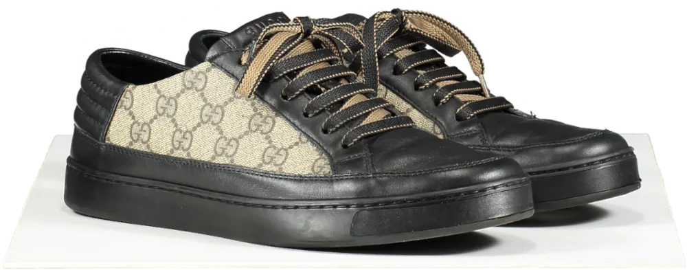 Gucci Black Beige/black Gg Supreme Canvas And Leather Sneakers UK 7 EU 41 👞