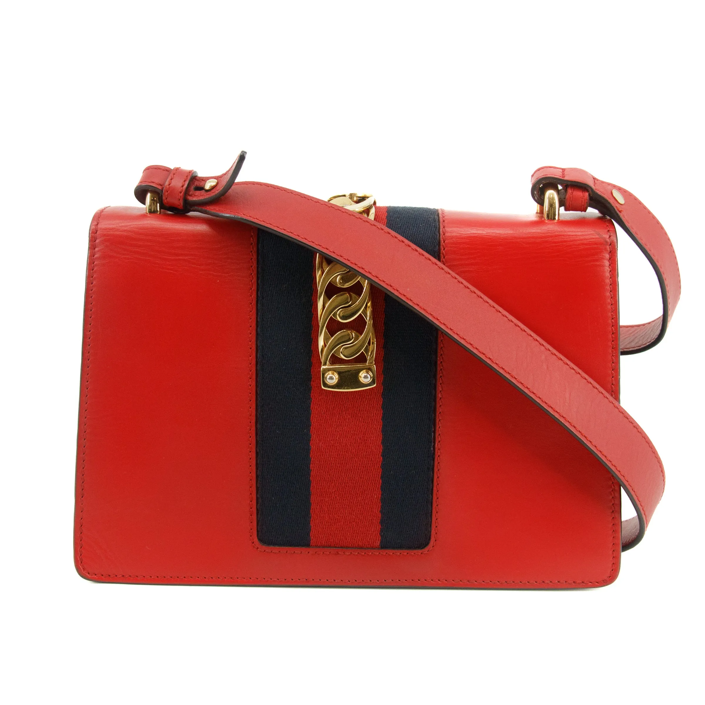 Gucci Red Sylvie Sherry Line Leather Shoulder Bag #2943