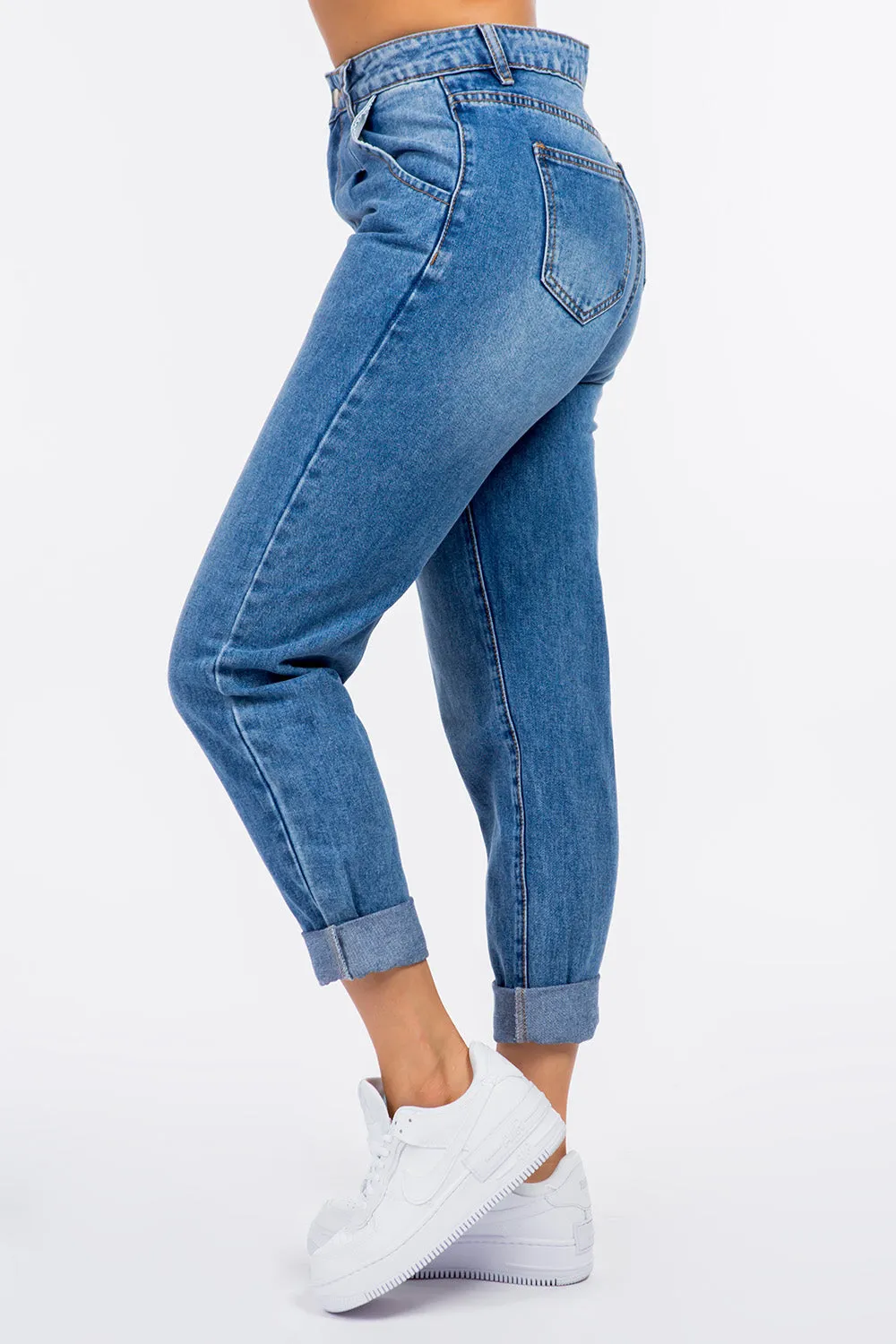 Hazel Blues® |  American Bazi High Waist Pleated Waist Mom Jeans