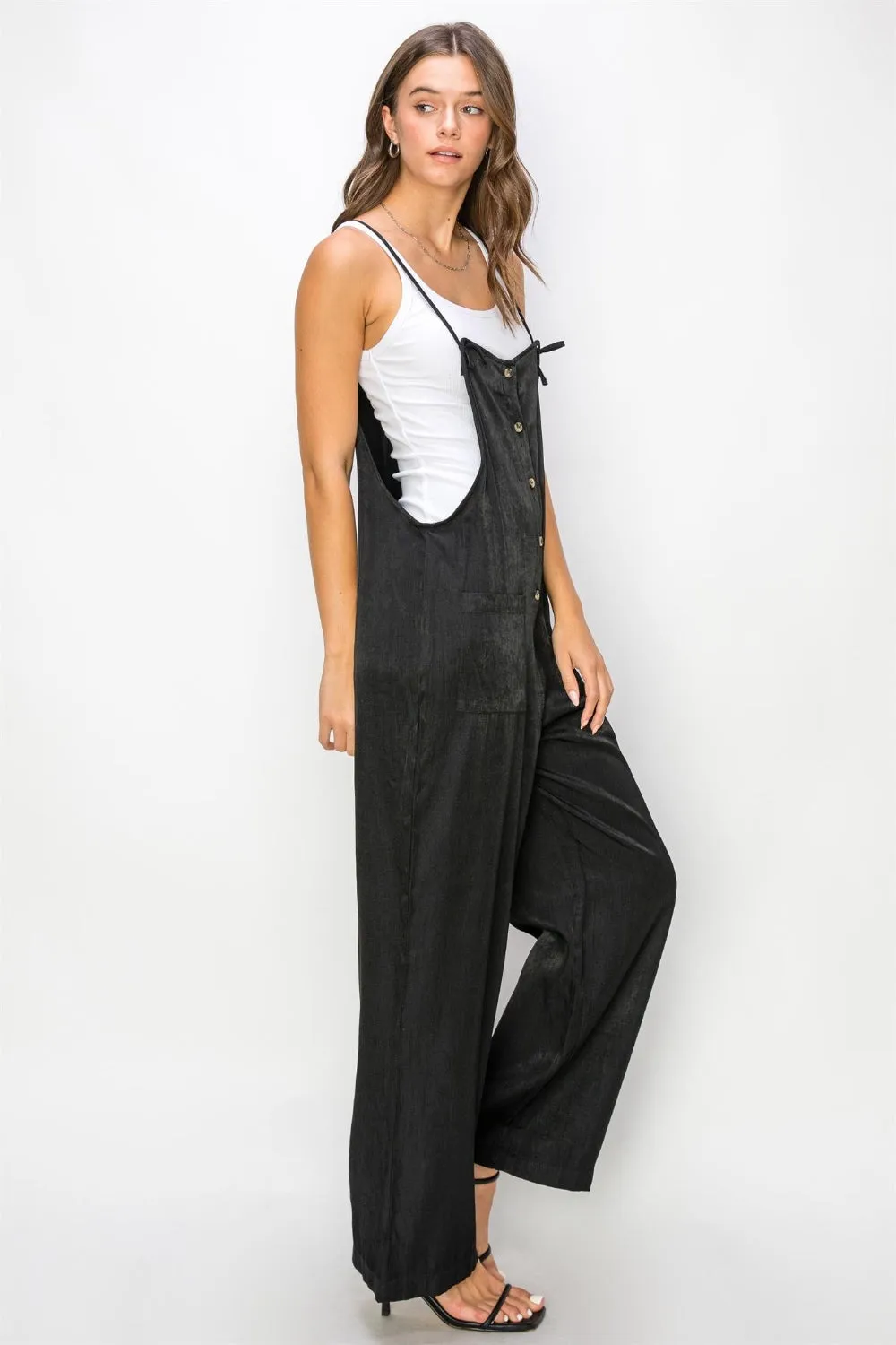 Hazel Blues® |  HYFVE Half Button Sleeveless Straight Jumpsuit