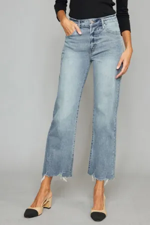 Hazel Blues® |  Kancan High Waist Raw Hem Cropped Wide Leg Jeans
