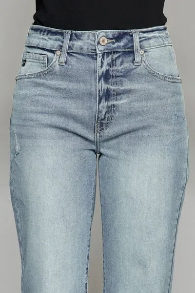 Hazel Blues® |  Kancan High Waist Raw Hem Cropped Wide Leg Jeans