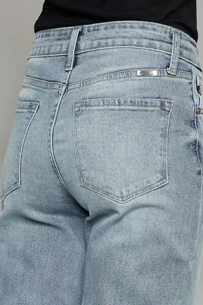 Hazel Blues® |  Kancan High Waist Raw Hem Cropped Wide Leg Jeans