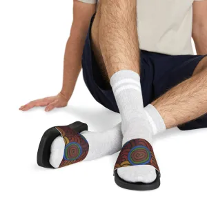 I Love Indigenous | PU Slide Sandals for Men | Aboriginal Design