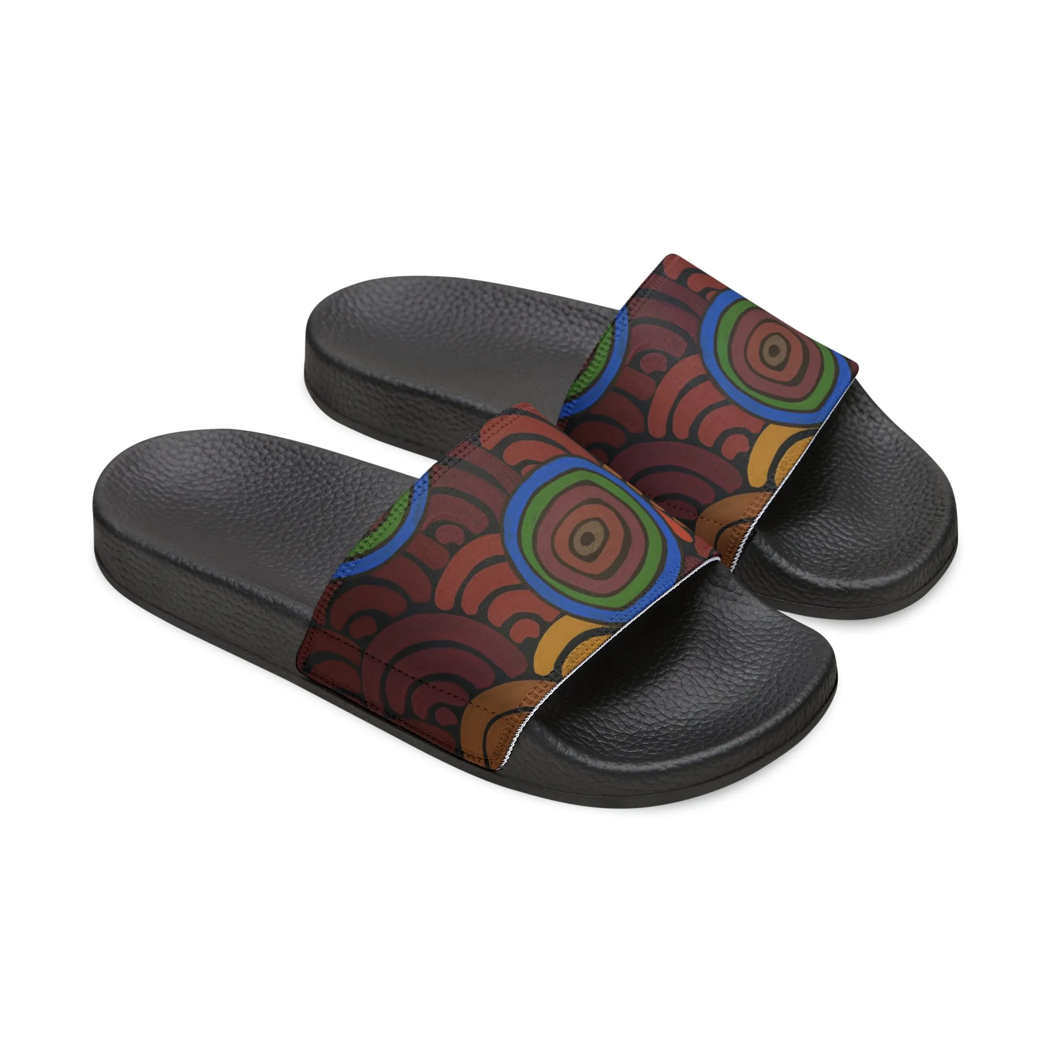 I Love Indigenous | PU Slide Sandals for Men | Aboriginal Design