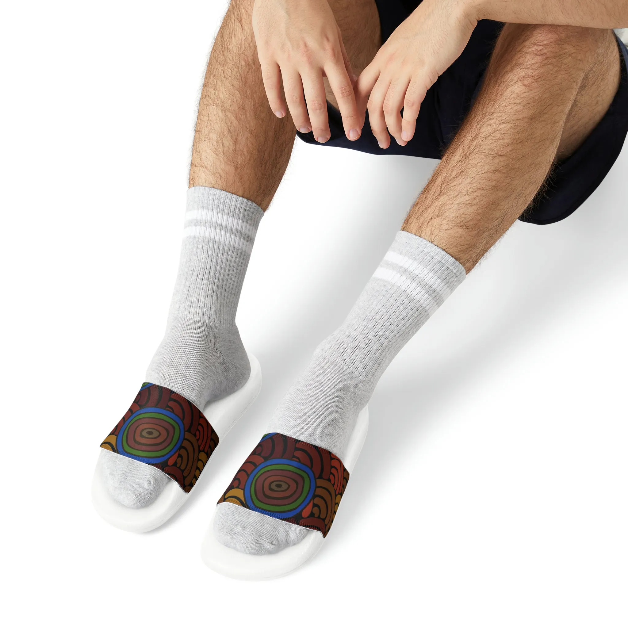 I Love Indigenous | PU Slide Sandals for Men | Aboriginal Design