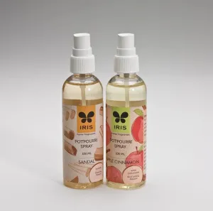 IRIS Potpourri Refreshener Spray: Sandal and Apple Cinnamon 100ml each Bottle