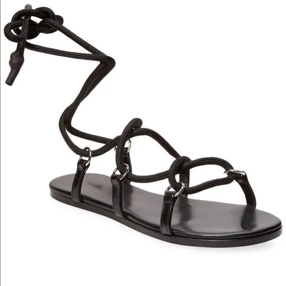IRO Tao Roman lace Sandal black leather Sz 36