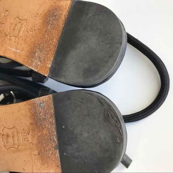 IRO Tao Roman lace Sandal black leather Sz 36
