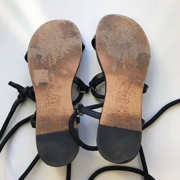 IRO Tao Roman lace Sandal black leather Sz 36