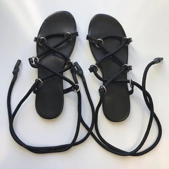 IRO Tao Roman lace Sandal black leather Sz 36