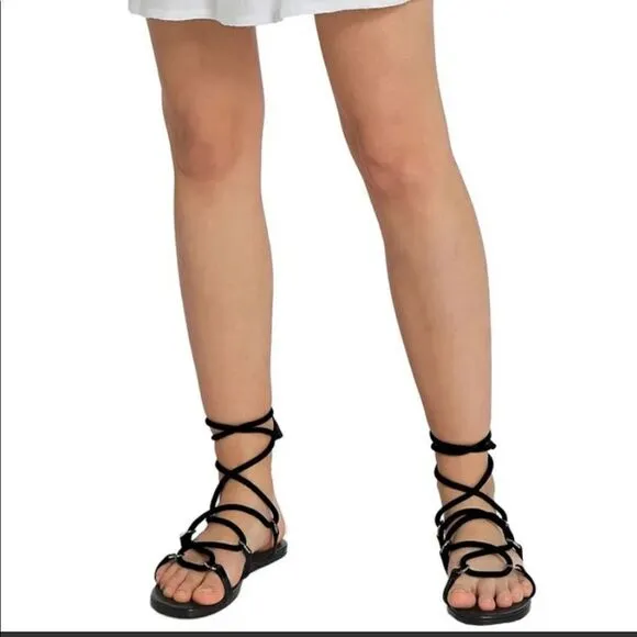 IRO Tao Roman lace Sandal black leather Sz 36