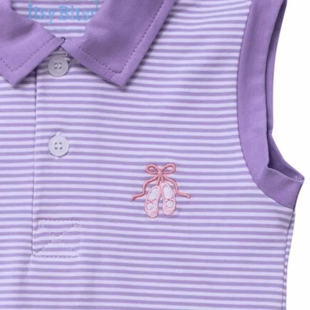 Itsy Bitsy Purple Stripe Ballet Slippers Collar Tank