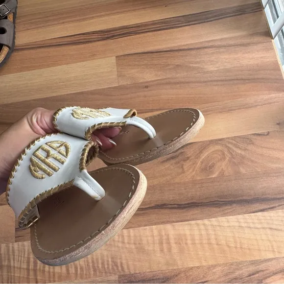 Jack Rogers Embroidered &quot;MRS&quot; Sandal Color: White / Platinum