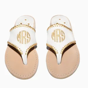 Jack Rogers Embroidered &quot;MRS&quot; Sandal Color: White / Platinum