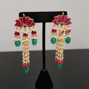 Kundan Lotus Tassel Earrings
