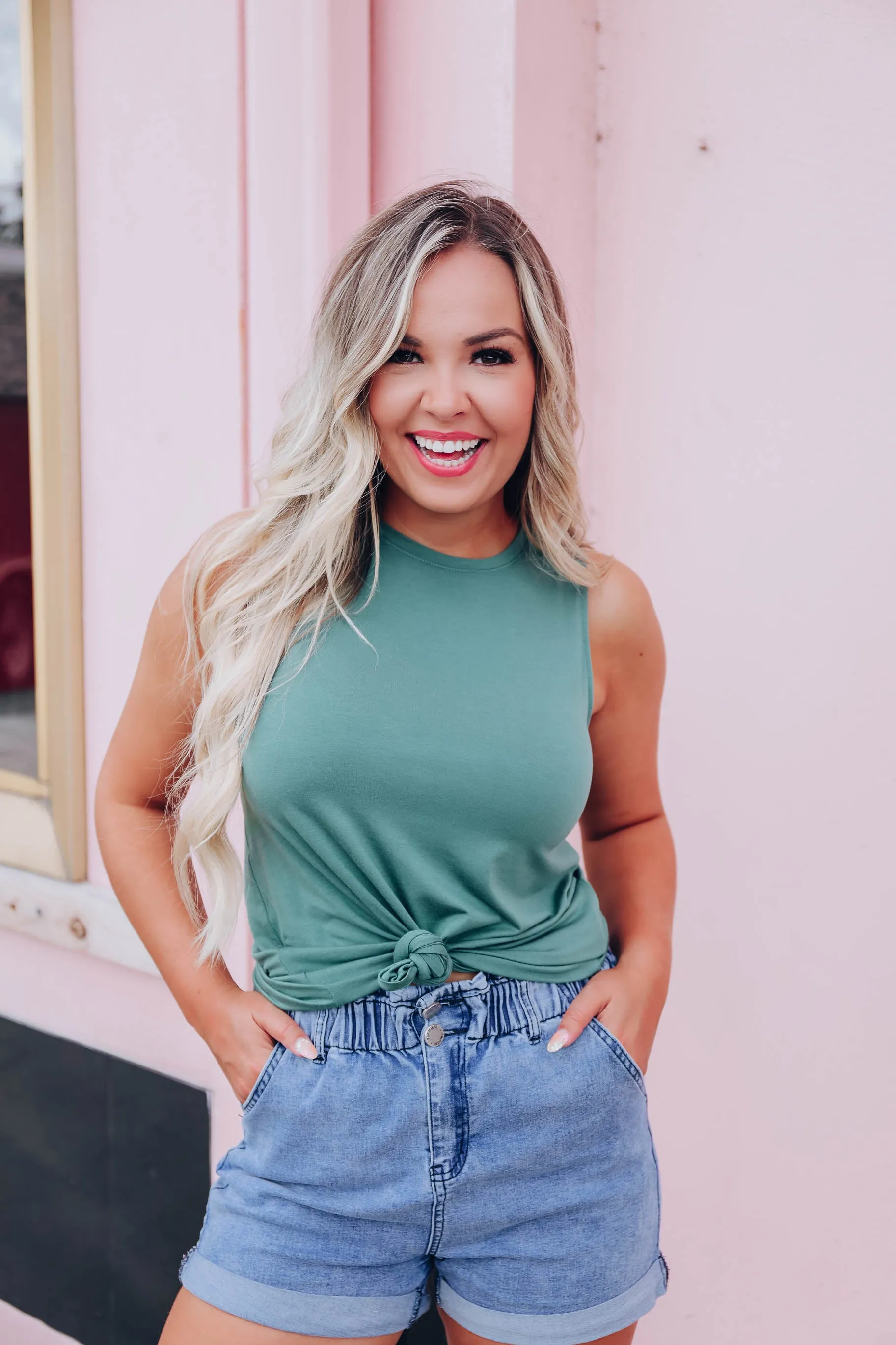 Laney Solid Sleeveless Top - Teal
