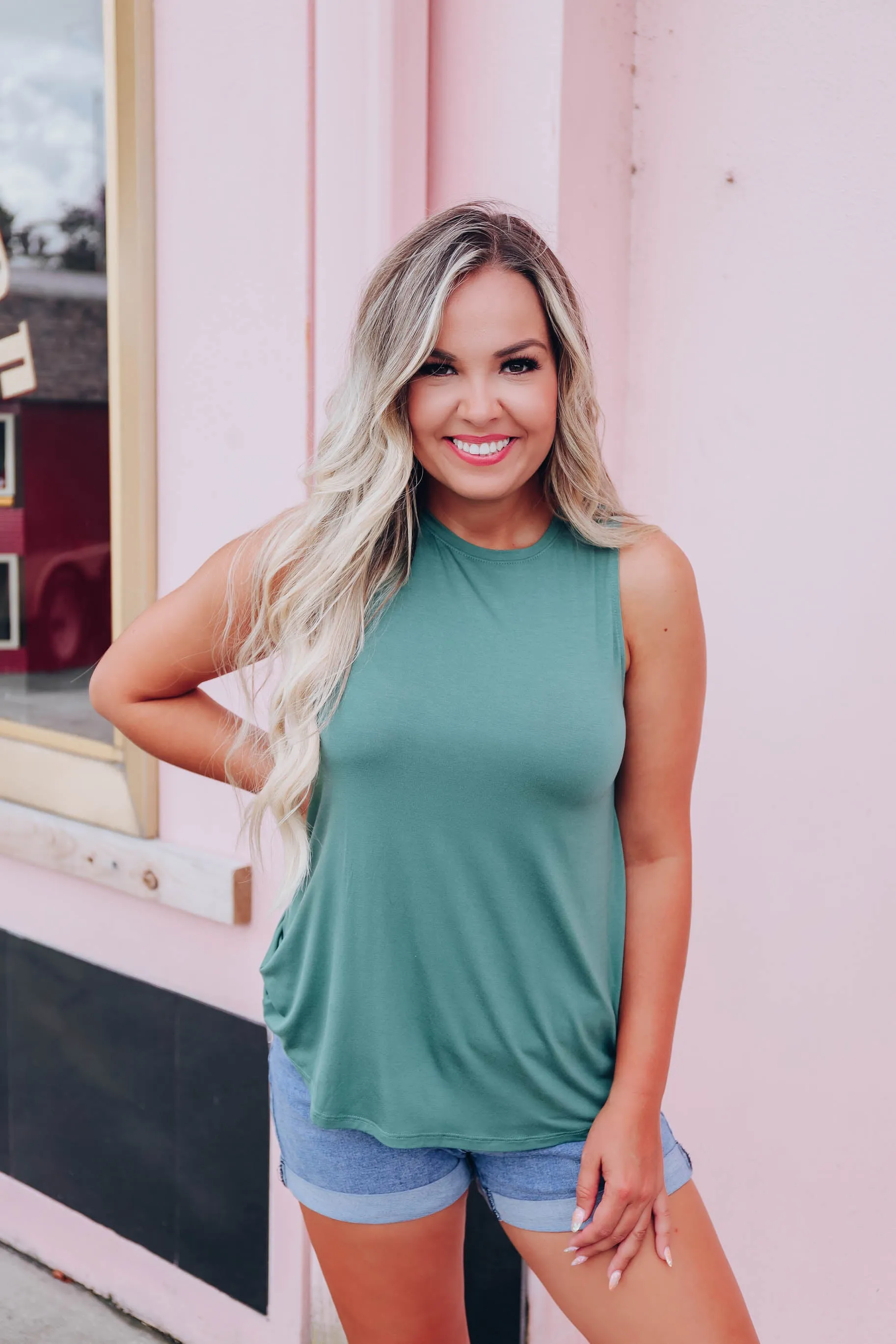 Laney Solid Sleeveless Top - Teal