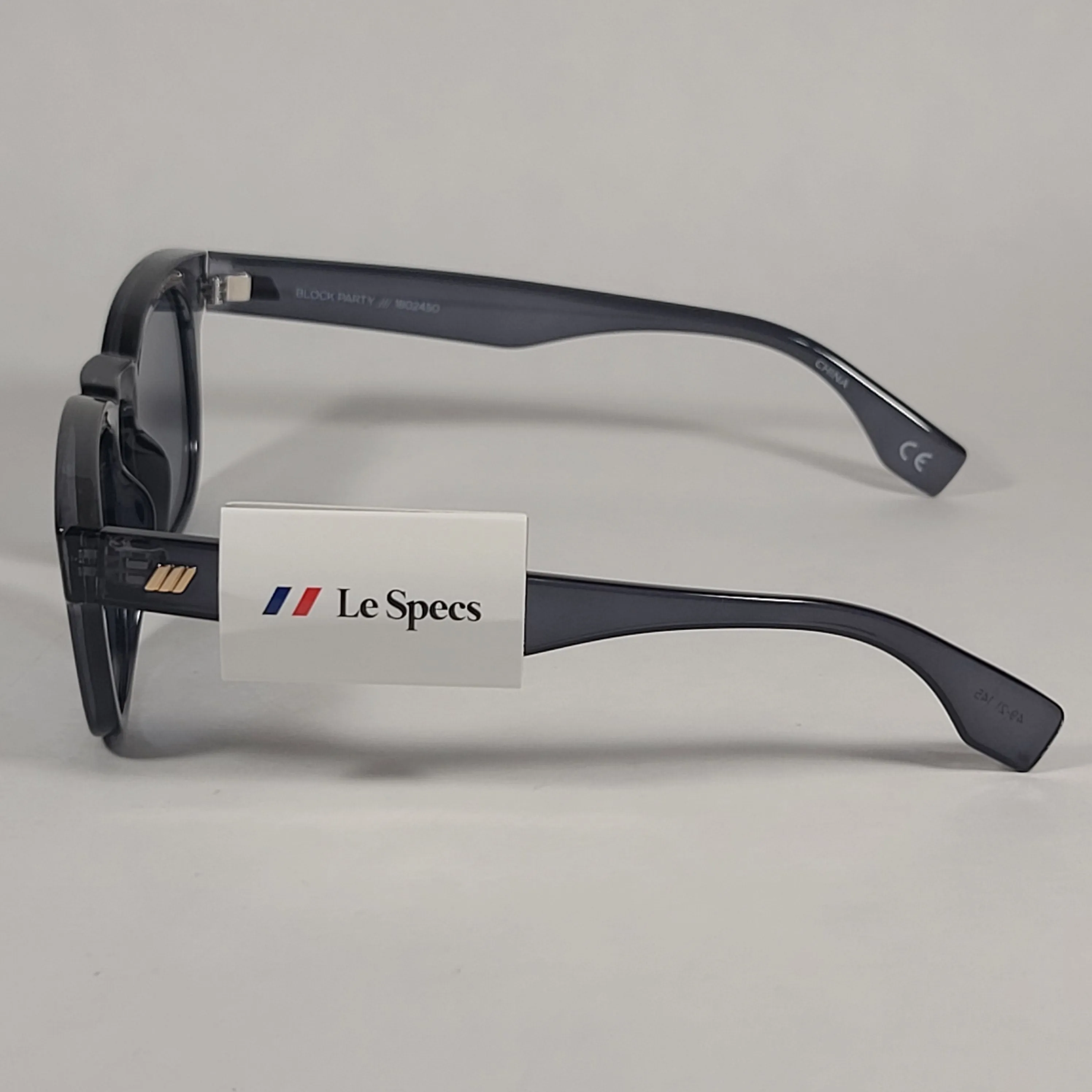 Le Specs Block Party Rectangle Sunglasses Slate Gray Frame Gray Gold Gradient Lens LSP1802450