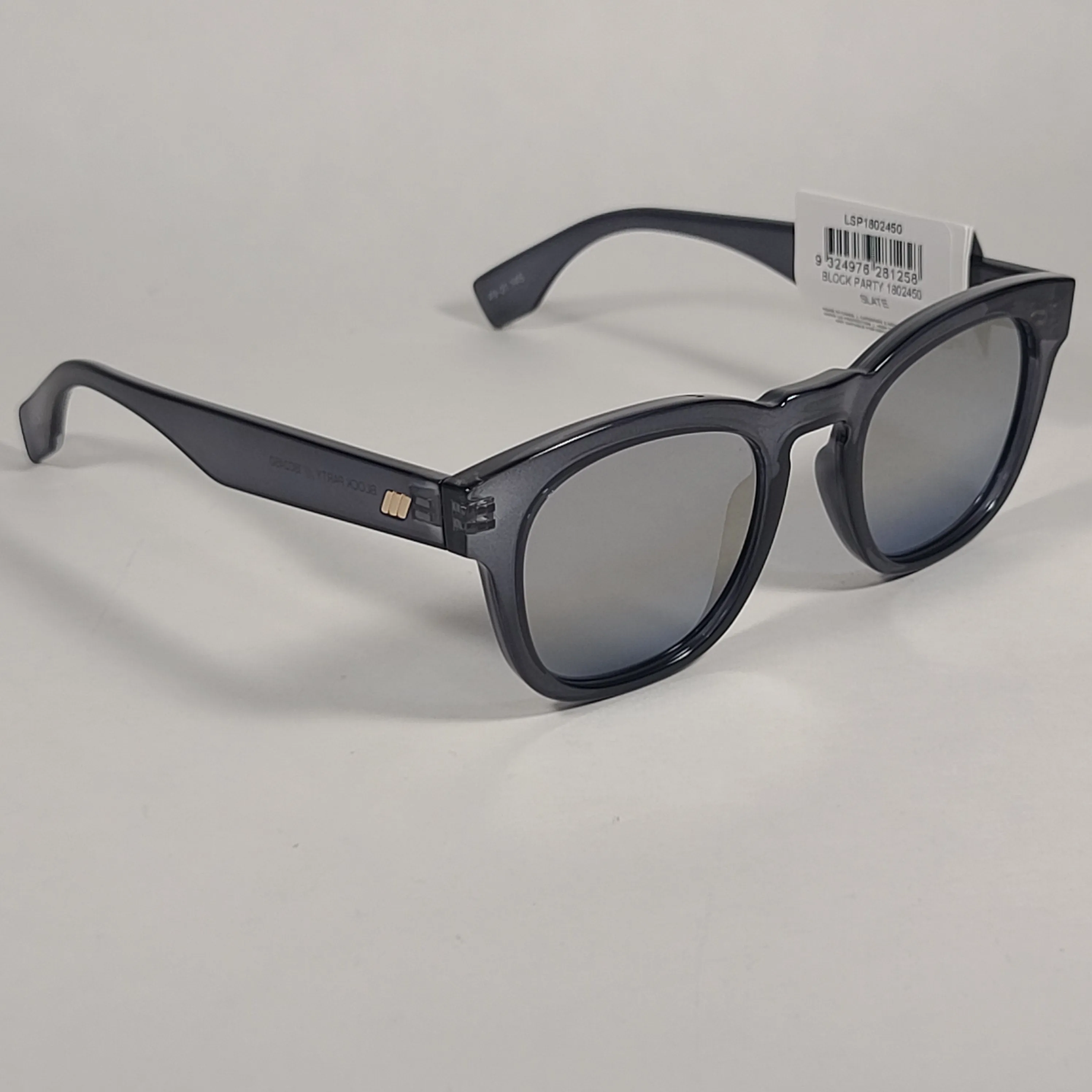 Le Specs Block Party Rectangle Sunglasses Slate Gray Frame Gray Gold Gradient Lens LSP1802450