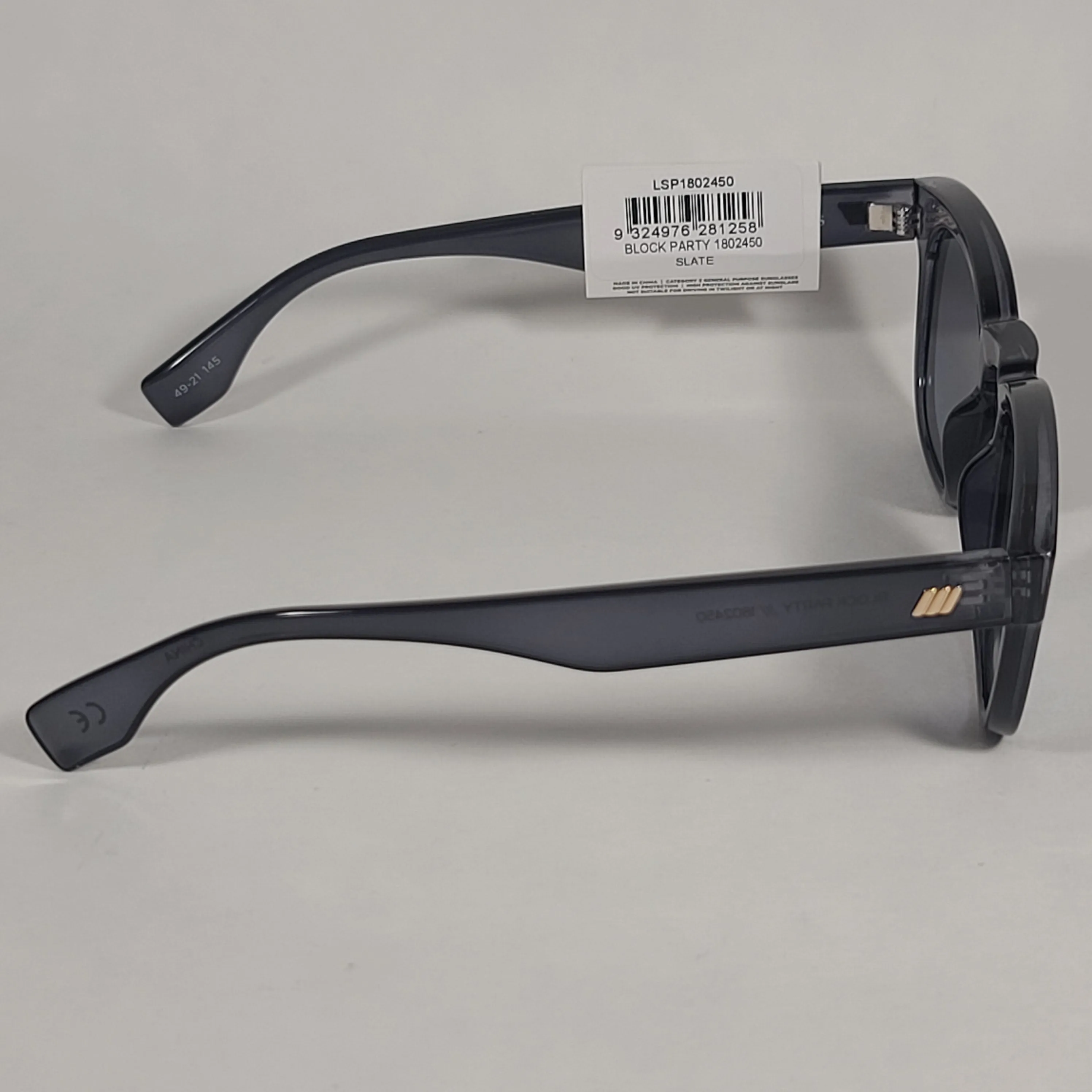 Le Specs Block Party Rectangle Sunglasses Slate Gray Frame Gray Gold Gradient Lens LSP1802450