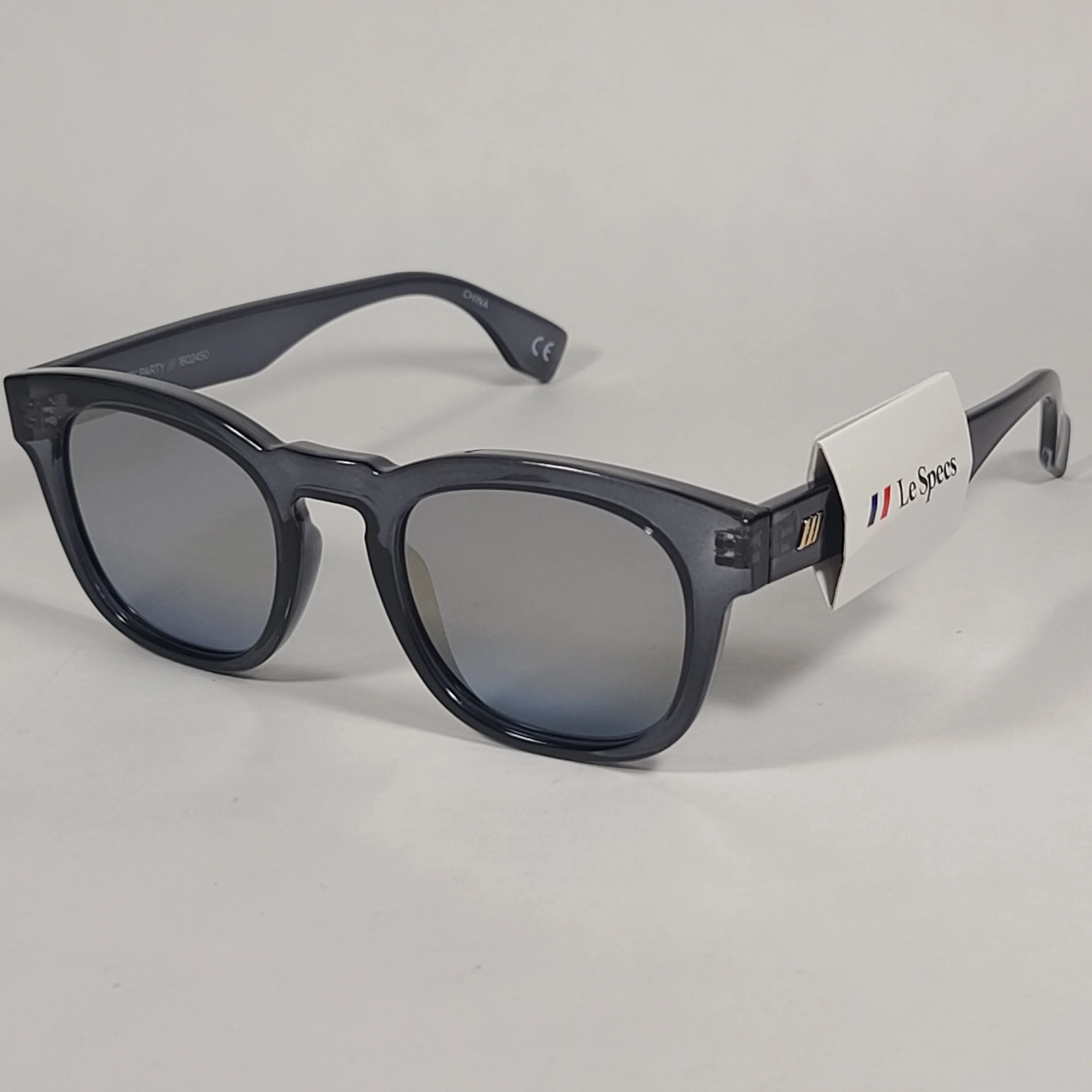 Le Specs Block Party Rectangle Sunglasses Slate Gray Frame Gray Gold Gradient Lens LSP1802450