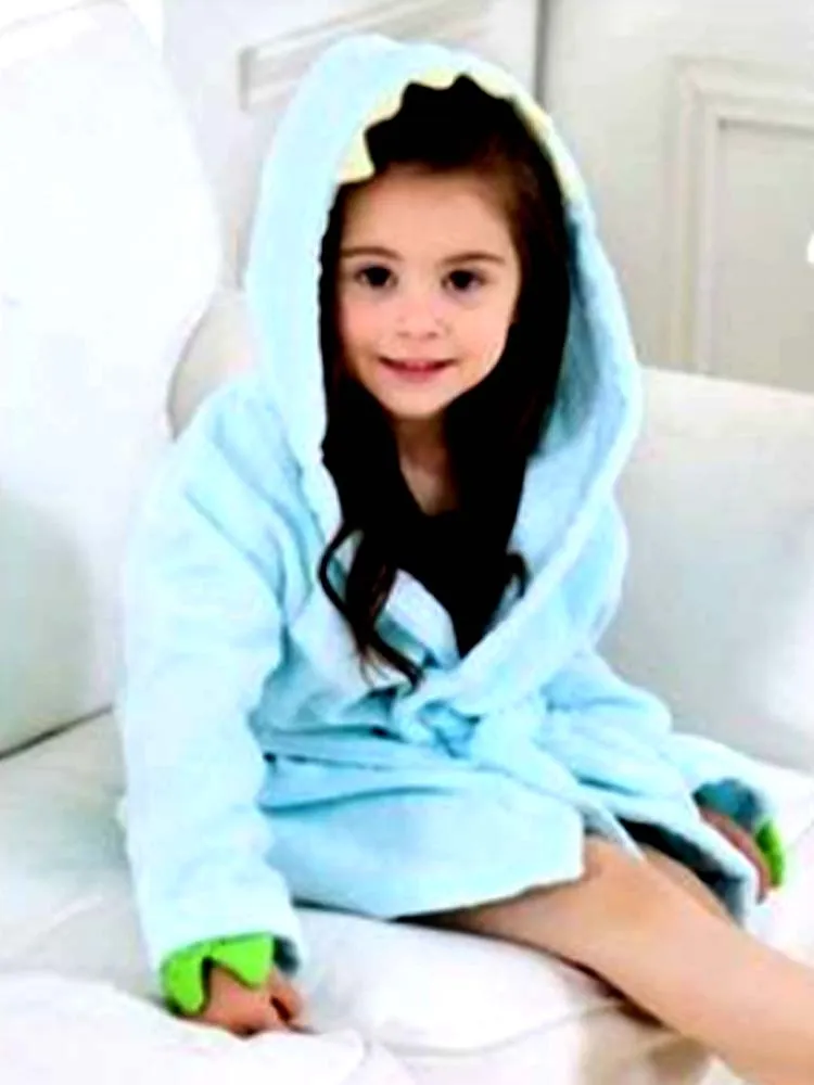 Light Blue Dinosaur Hooded Dressing Gown with Spikes & Tail