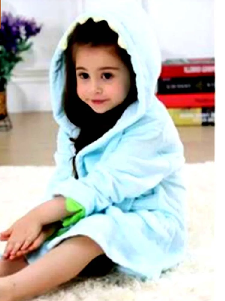 Light Blue Dinosaur Hooded Dressing Gown with Spikes & Tail