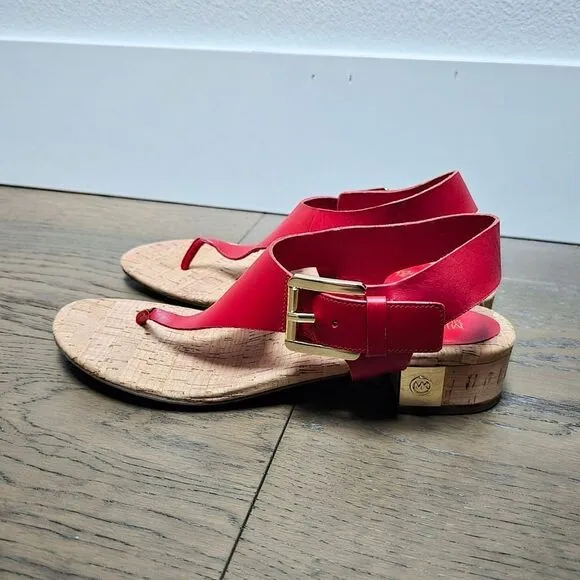 Michael Kors London Thong Block Cork Heel Sandal in Red