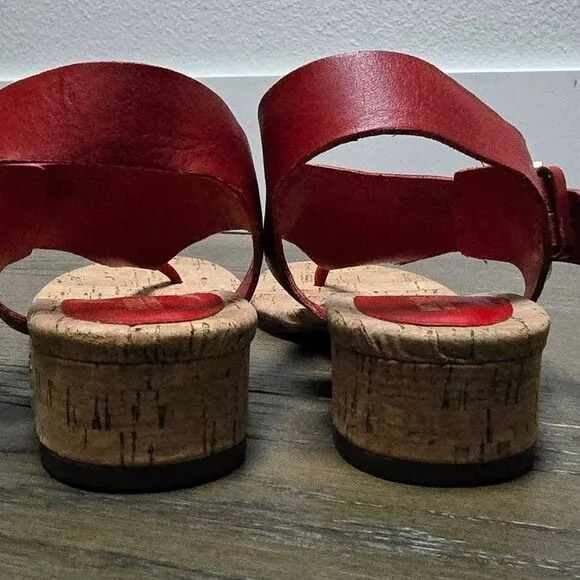 Michael Kors London Thong Block Cork Heel Sandal in Red
