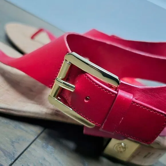 Michael Kors London Thong Block Cork Heel Sandal in Red