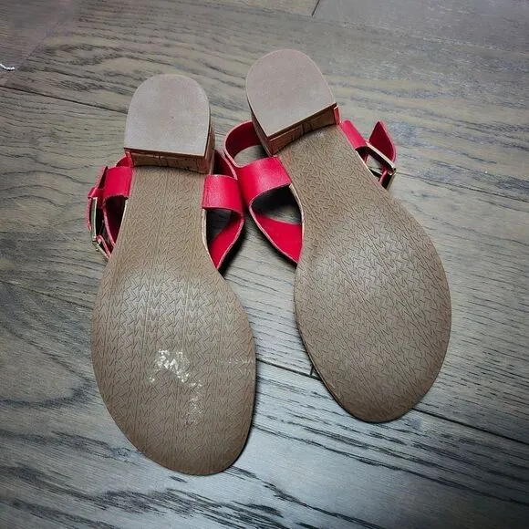 Michael Kors London Thong Block Cork Heel Sandal in Red