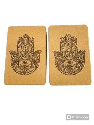NEW Hamsa Hand Yoga Blocks / Yoga Blocks Cork, Yoga Accessories, Set of 2