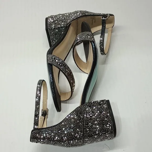 NWOT Betsey Johnson Blue Women's Mari Heeled Sandal, Black, 8 W US